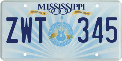 MS license plate ZWT345