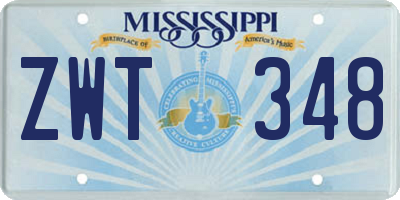 MS license plate ZWT348