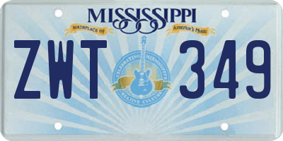 MS license plate ZWT349