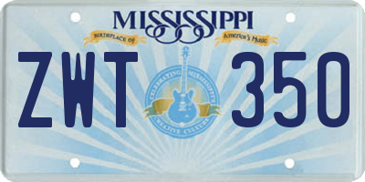 MS license plate ZWT350