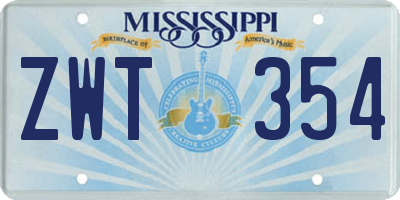 MS license plate ZWT354