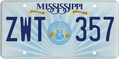 MS license plate ZWT357