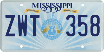 MS license plate ZWT358