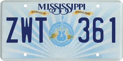 MS license plate ZWT361