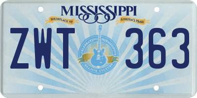 MS license plate ZWT363