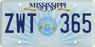 MS license plate ZWT365