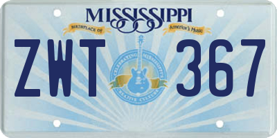 MS license plate ZWT367