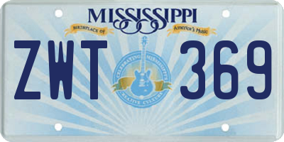 MS license plate ZWT369