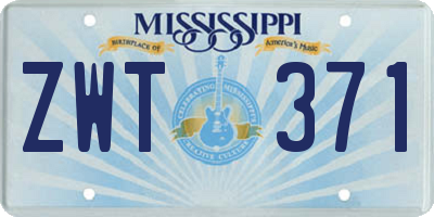 MS license plate ZWT371