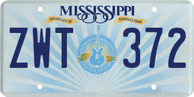 MS license plate ZWT372