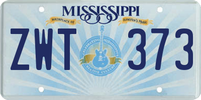 MS license plate ZWT373