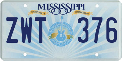 MS license plate ZWT376