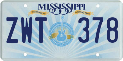 MS license plate ZWT378
