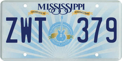 MS license plate ZWT379