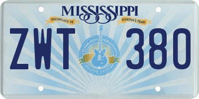MS license plate ZWT380