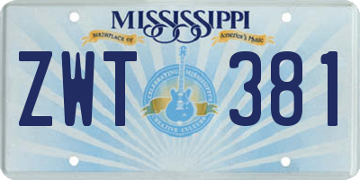 MS license plate ZWT381