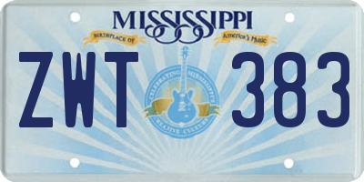 MS license plate ZWT383