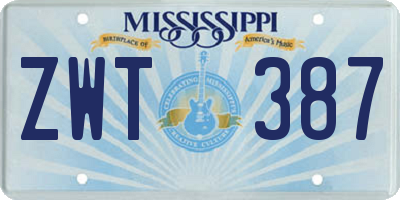 MS license plate ZWT387