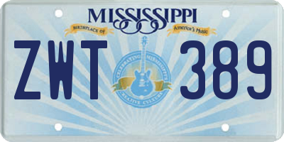 MS license plate ZWT389