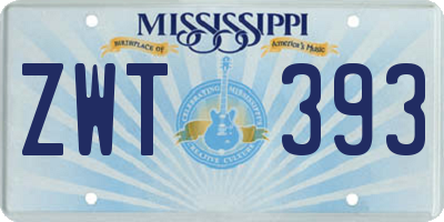 MS license plate ZWT393