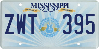 MS license plate ZWT395