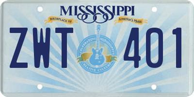 MS license plate ZWT401