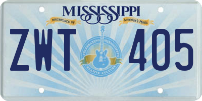 MS license plate ZWT405