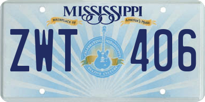 MS license plate ZWT406