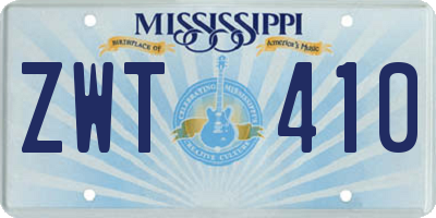 MS license plate ZWT410