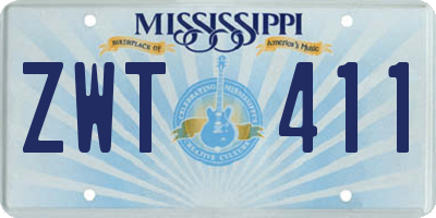 MS license plate ZWT411