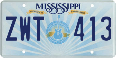 MS license plate ZWT413