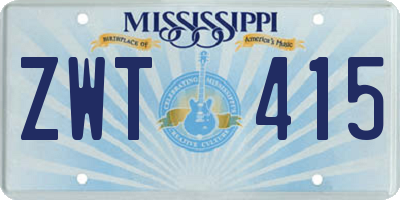 MS license plate ZWT415