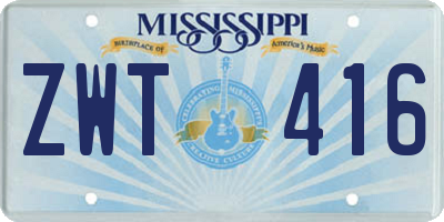 MS license plate ZWT416