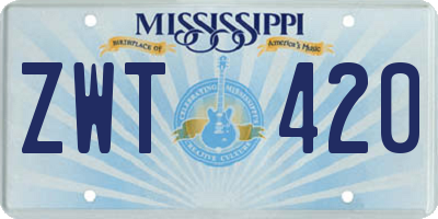 MS license plate ZWT420