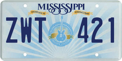 MS license plate ZWT421