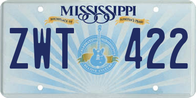 MS license plate ZWT422