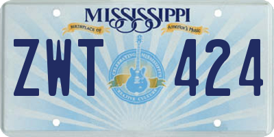 MS license plate ZWT424
