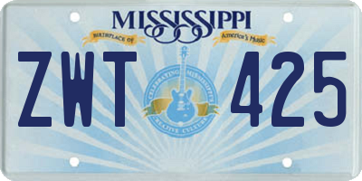 MS license plate ZWT425