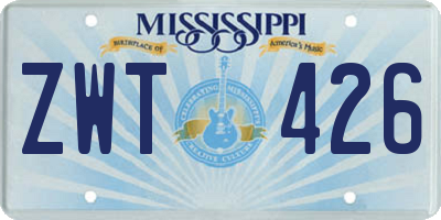 MS license plate ZWT426