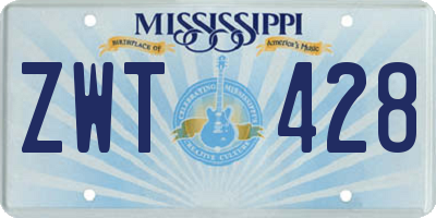 MS license plate ZWT428