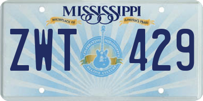 MS license plate ZWT429