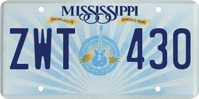 MS license plate ZWT430