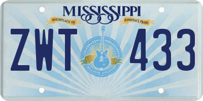 MS license plate ZWT433