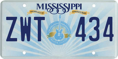 MS license plate ZWT434