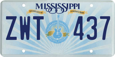 MS license plate ZWT437