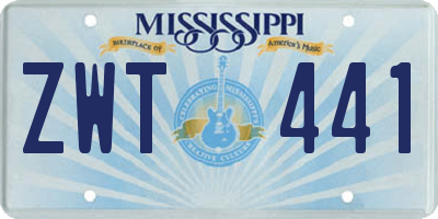 MS license plate ZWT441