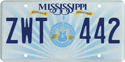 MS license plate ZWT442