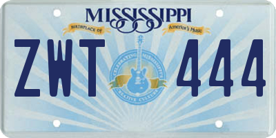 MS license plate ZWT444