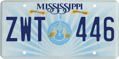 MS license plate ZWT446
