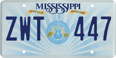 MS license plate ZWT447